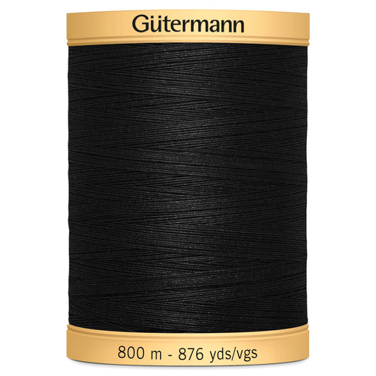 Gutermann Natural Cotton Thread: 800m: 5201 (Black)