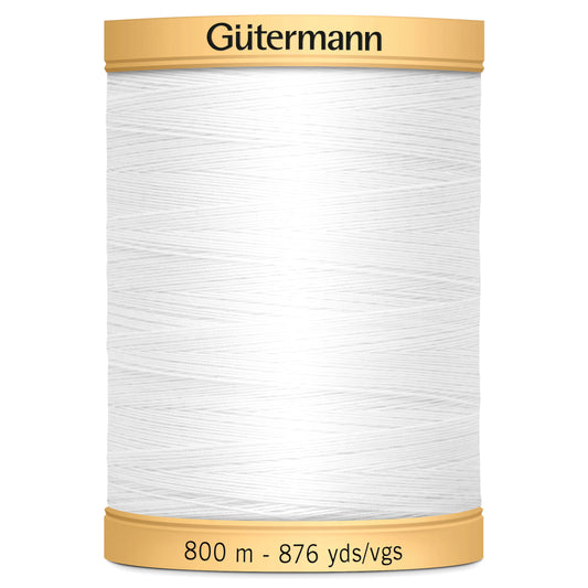 Gutermann Natural Cotton Thread: 800m: 5709 (White)