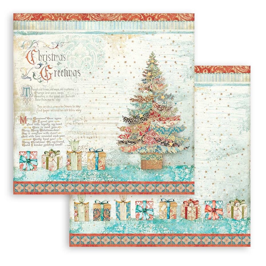 Stamperia Christmas Greetings 12x12 Inch Paper Pack (SBBL137)