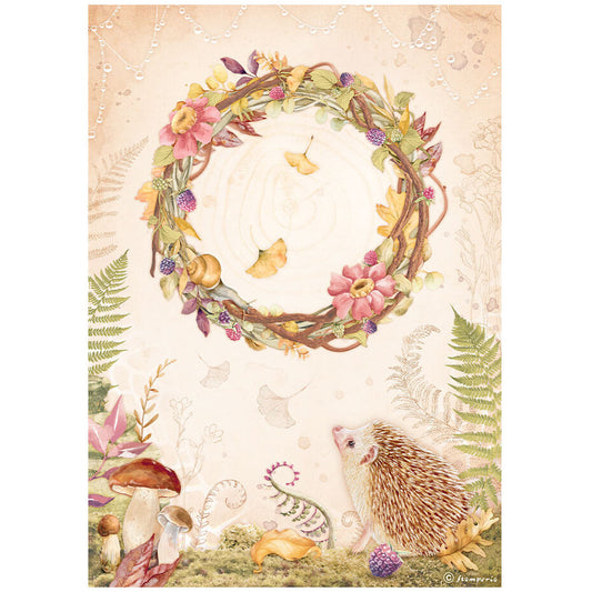 Stamperia A4 Rice Paper Woodland Garland (DFSA4820)