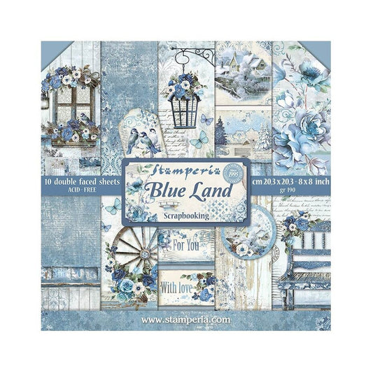 Stamperia Blue Land 8x8 Inch Paper Pack (SBBS84)