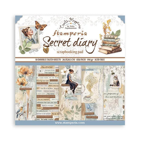 Stamperia Create Happiness Secret Diary 8x8 Inch Paper Pack (SBBS103)