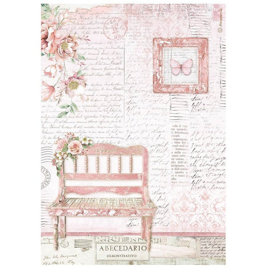 Stamperia Roseland A4 Rice Paper Bench (DFSA4781)