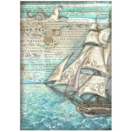 Stamperia Songs of the Sea A4 Rice Paper Sailing Ship (DFSA4811)