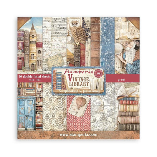 Stamperia Vintage Library 8x8 Inch Paper Pack (SBBS80)