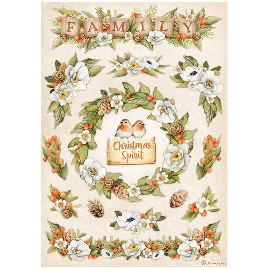 Stamperia Winter Valley A4 Rice Paper Family Garlands (DFSA4801)