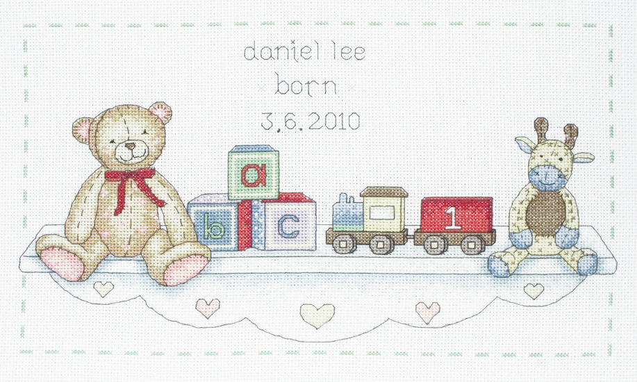 The Toy Shelf Birth Sampler - Anchor Counted Cross Stitch Kit ACS06