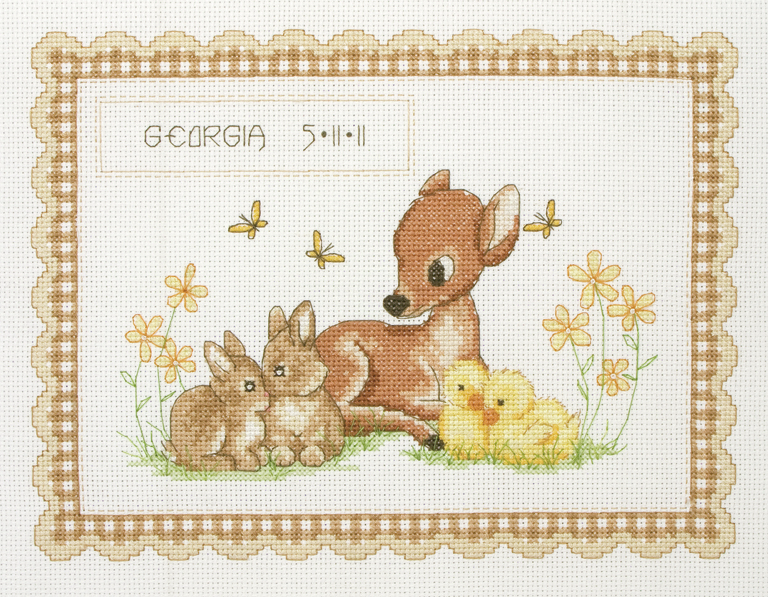 Baby Animals  Birth Record - Anchor Counted Cross Stitch Kit ACS23