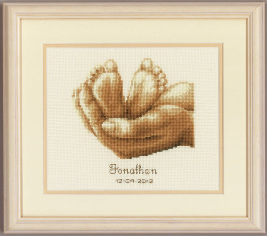 Tiny Feet Birth Record -  Vervaco Counted Cross Stitch Kit PN-0011671