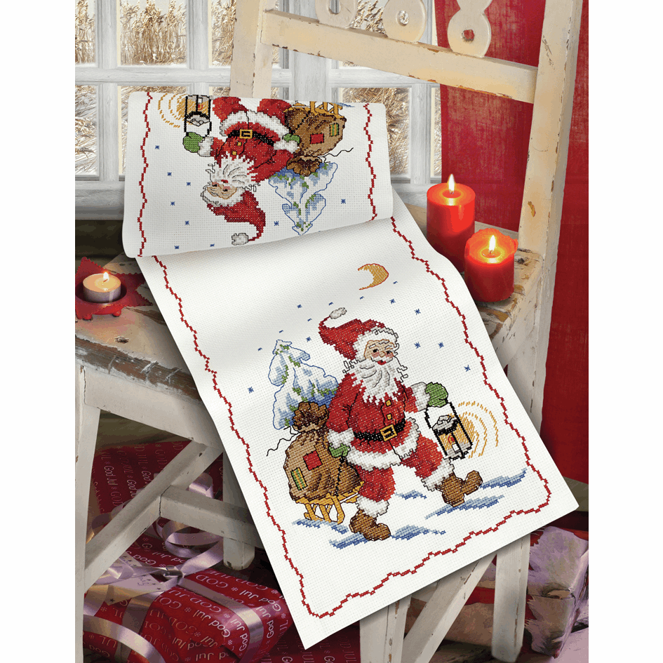 Santa & Sledge Runner - Anchor Cross Stitch Kit 9240000\2502