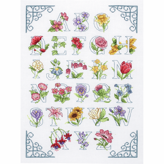 Floral Alphabet Record -  Anchor Counted Cross Stitch Kit ACS20 -|