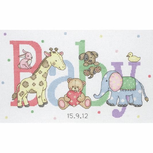 Baby Animals  Birth Record -  Anchor Counted Cross Stitch Kit ACS30