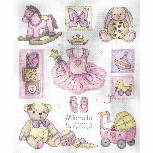 Girl's  Birth Record -  Anchor Counted Cross Stitch Kit ACS38