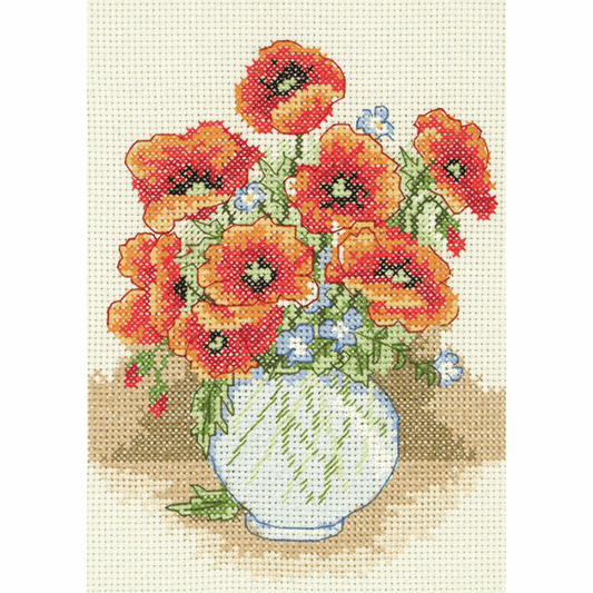 Poppy Vase - Anchor Cross Stitch Kit AK122