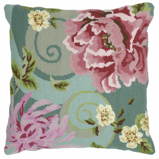 Floral Swirl in Green  Cushion -  Anchor Tapestry Kit: ALR01