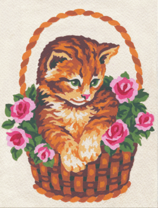 Kitten in Rose Basket - Collection d'Art Tapestry Kit CD3138K