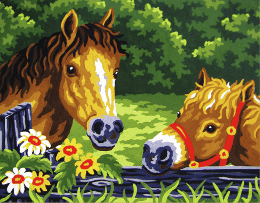 Ponies at the Fence - Collection d'Art Tapestry Kit CD6235K