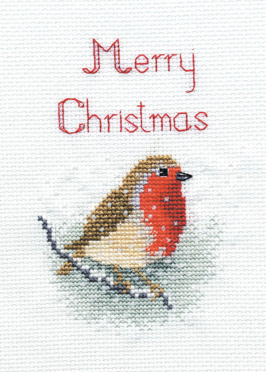 Snow Robin - Christmas Card - Derwentwater Designs Cross Stitch Kit DWCDX03