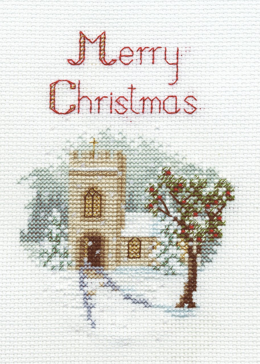 The Church - Christmas Card - Derwentwater Designs Cross Stitch Kit DWCDX04