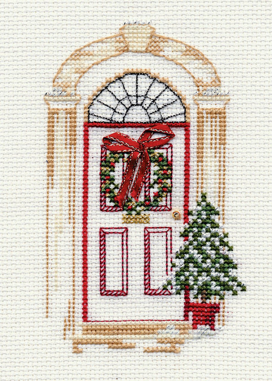 Christmas Door - Christmas Card - Derwentwater Designs Cross Stitch Kit DWCDX07