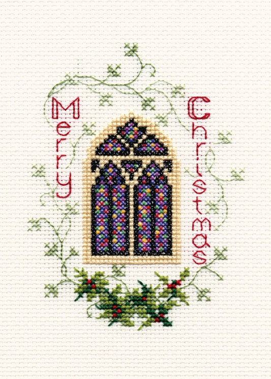 Stained Glass Window - Christmas Card - Derwentwater Designs Cross Stitch Kit DWCDX29