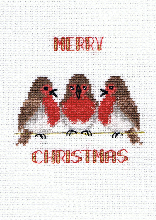 Robin Trio - Christmas Card - Derwentwater Designs Cross Stitch Kit DWCDX41 -|