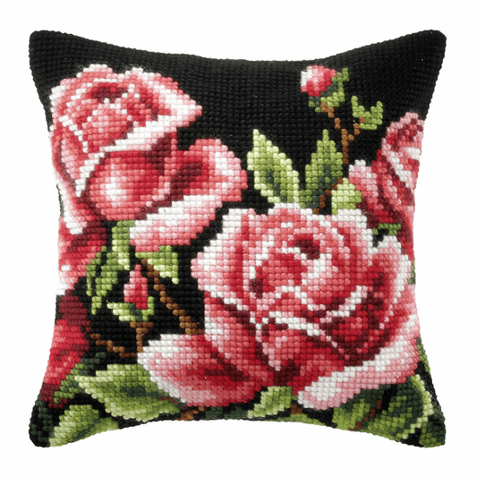 Roses on Black Background - Orchidea Cushion Cross Stitch Kit ORC.9117