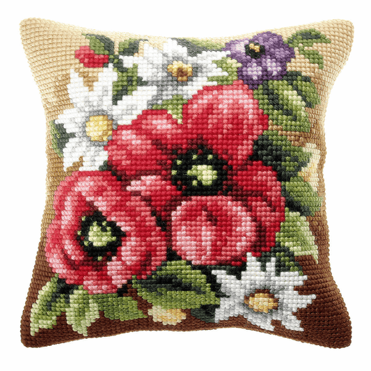 Poppies and Cornflowers Printed Cross Stitch Card Kit by Orchidea