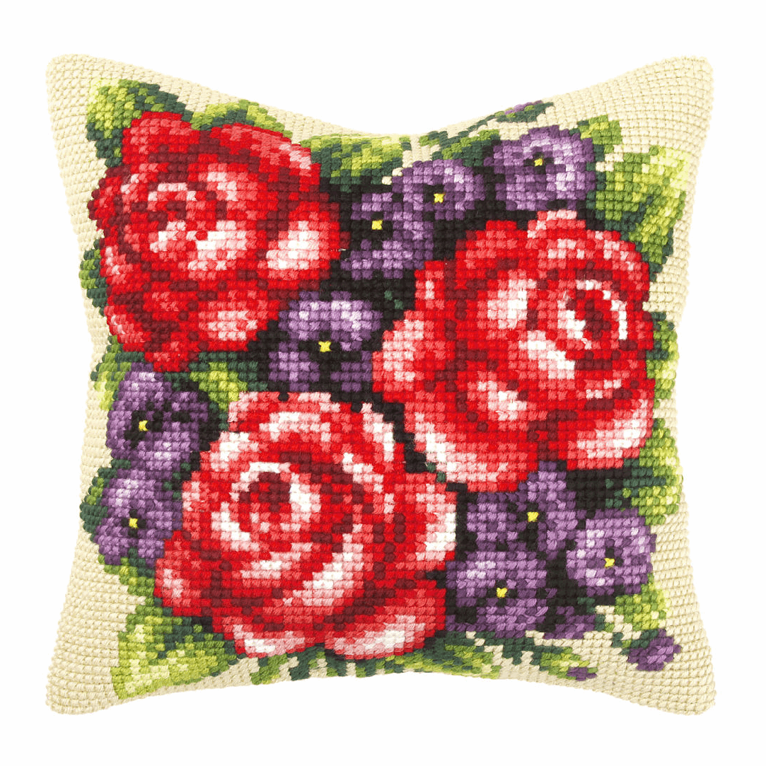 Roses and Violets - Orchidea Cushion Cross Stitch Kit ORC.9270