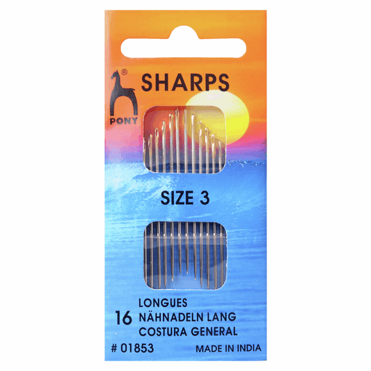 Pony Hand Sewing Needles - Sharps - Gold Eye Size 3