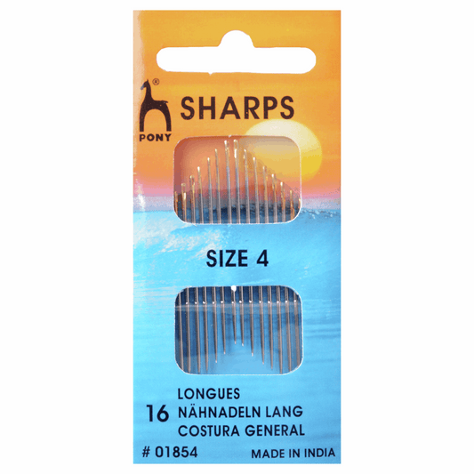 Pony Hand Sewing Needles - Sharps - Gold Eye Size 4