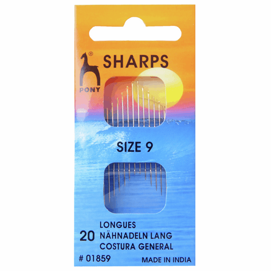 Pony Hand Sewing Needles - Sharps - Gold Eye Size 9