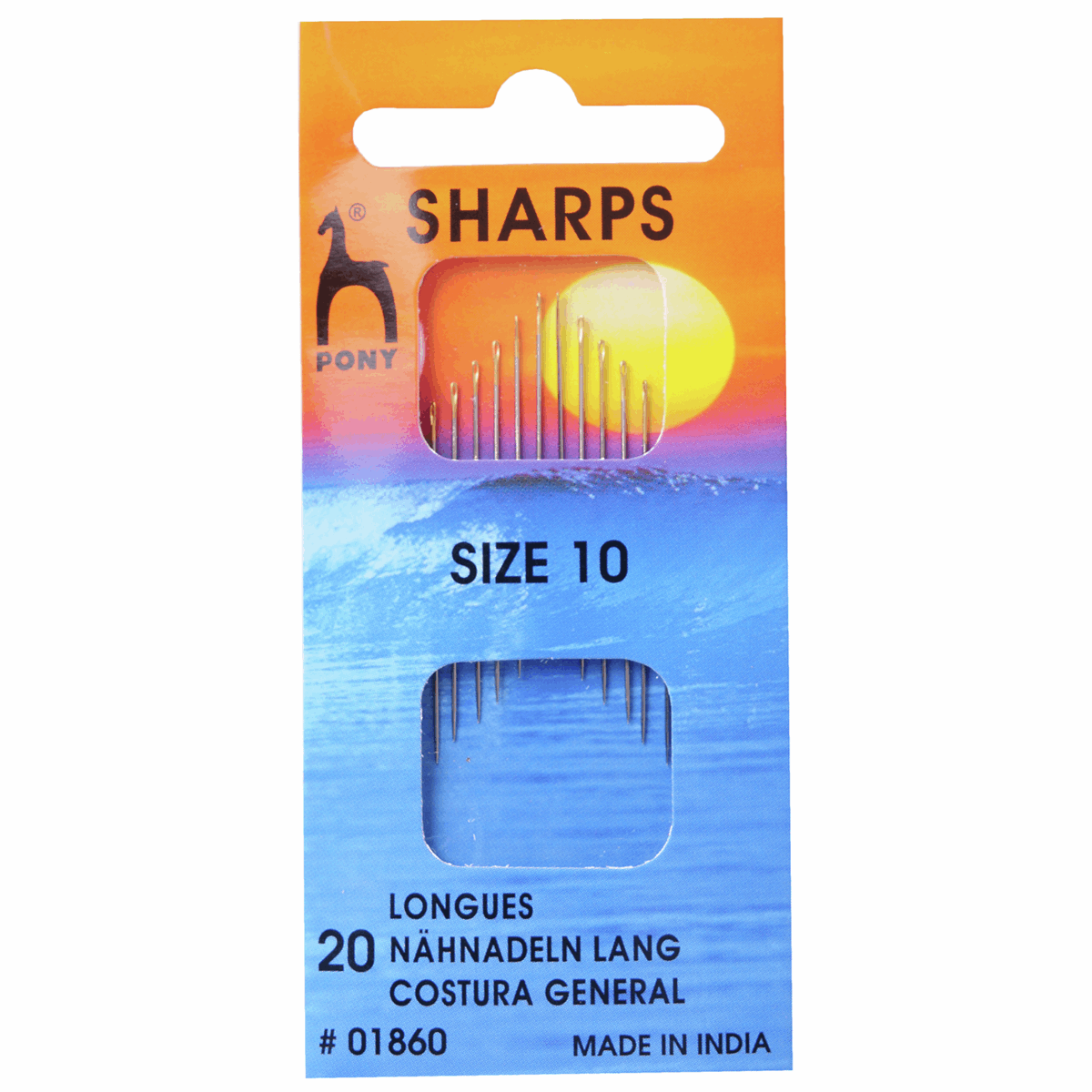 Pony Hand Sewing Needles - Sharps - Gold Eye Size 10