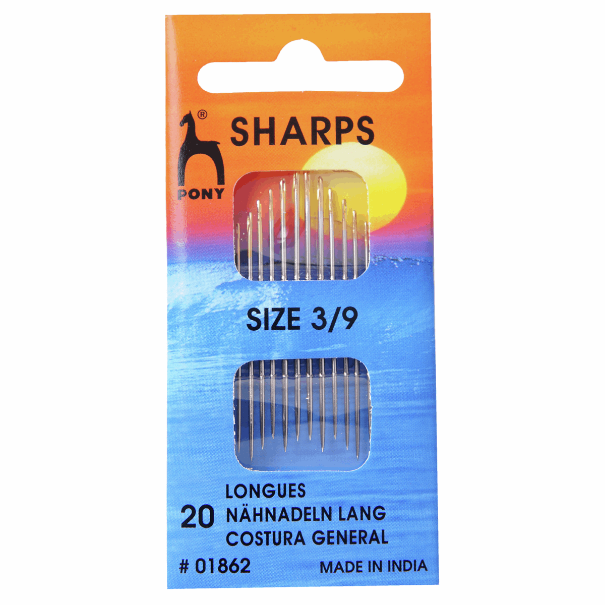 Pony Hand Sewing Needles - Sharps - Gold Eye Size 3 to 9