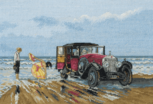 Vintage Rolls on the Beach  - Anchor Cross Stitch Kit PCE760