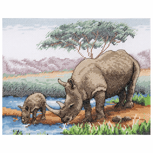 Rhinos - Anchor Cross Stitch Kit PCE966