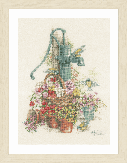 Birds at the Water Pump - Lanarte Cross Stitch Kit PN-0007958