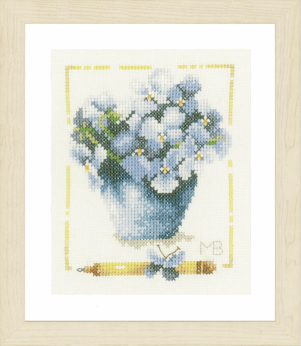 Pot with Violets - Lanarte Cross Stitch Kit PN-0007977