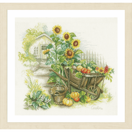 Wheelbarrow & Sunflowers - Lanarte Cross Stitch Kit PN-0007988