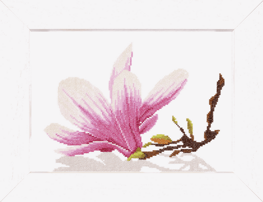 Magnolia Twig with Flower (Aida) - Lanarte Cross Stitch Kit PN-0008304