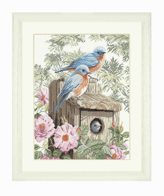 Garden Bluebirds (Aida) - Lanarte Cross Stitch Kit PN-0008325