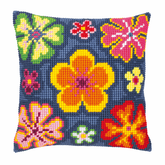 Bright Flower Cushion - Vervaco Cross Stitch Kit PN-0008496