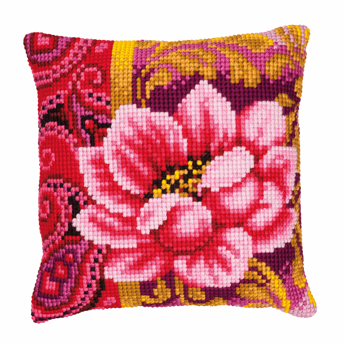 Pink Flower Cushion - Vervaco Cross Stitch Kit PN-0008498