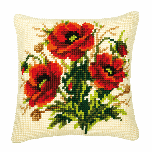 Poppies Cushion - Vervaco Cross Stitch Kit PN-0008523