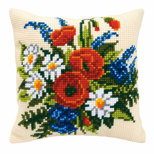 Mixed Flowers Cushion - Vervaco Cross Stitch Kit PN-0008549