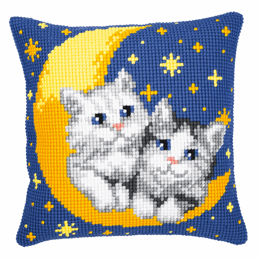 Moon and Kittens - Vervaco Cushion Cross Stitch Kit PN-0008678