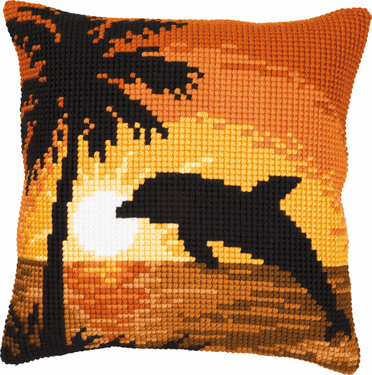 Sunset Dolphin - Vervaco Cushion Cross Stitch Kit PN-0008681