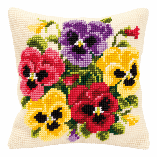 Pansy Pose - Vervaco Cushion Cross Stitch Kit PN-0008685