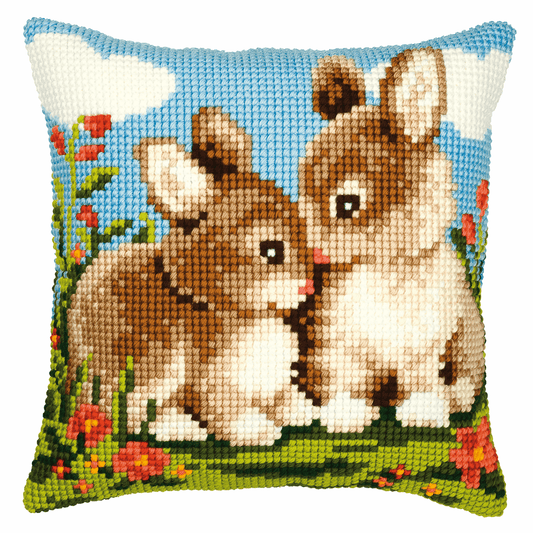 Rabbits - Vervaco Cushion Cross Stitch Kit PN-0008692