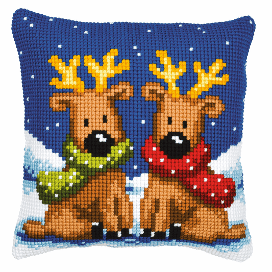 Reindeer Twins - Vervaco Cushion Cross Stitch Kit PN-0008726